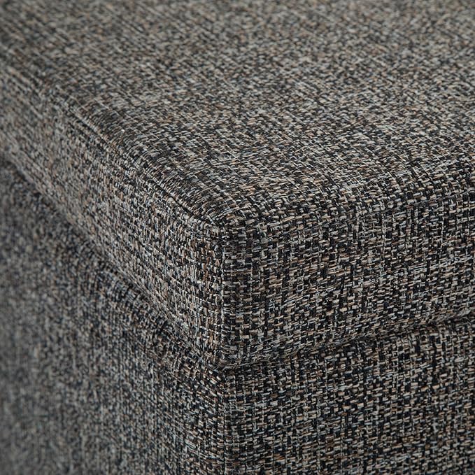 SIMPLIHOME Avalon 48 inch Wide Contemporary Rectangle Storage Ottoman Bench in Dark Grey Tweed Look Fabric, Assembled, For the Living Room, Entryway and Family Room