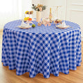 Waterproof Plaid Tablecloth Fabric - Round 108 Inch Classic Gingham Checker Table Cloth for Indoor/Outdoor Use - Buffalo Table Cover for Picnics, BBQs, and Parties