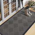 Smiry Front Door Mat Outside Entrance, Heavy Duty Outdoor Indoor Natural Rubber Doormat, Non Slip, Trap Dirt and Moisture, Easy Clean, Low Profile Patio Porch Entryway Mat, 47x23, Grey