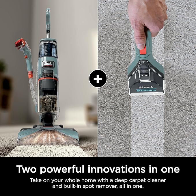 Shark CarpetXpert Upright Carpet, Area Rug & Upholstery Cleaner, Built-In Spot & Stain Remover & XL Tool, Perfect for Pets, Carpet Shampooer, 3 Cleaning Tools, Cleaning Solution, Slate Green, EX151