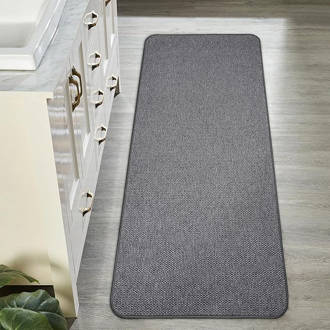Bath Mat,Ultra Thin Bathroom Runner Rugs,Large Bath Mats for Bathroom,Quick Dry,Non-Slip,Machine Washable,Low Pile,Bath Rug,Shower Outside,Sink,Home Decor Accessories.Dark Grey,1'5"x4'11"（17x59inch）