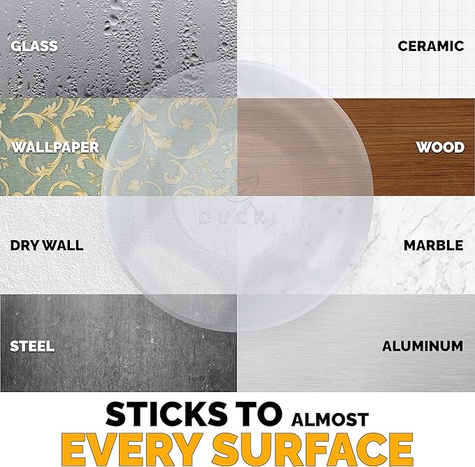 Ducki Door Stop Wall Protector | Self Adhesive Door Knob Wall Protectors from Door Knobs | Rubber Door Stoppers for Wall Damage & Noise | Durable, Shock Absorbent & Discreet | 6 Pack Clear Door Stops