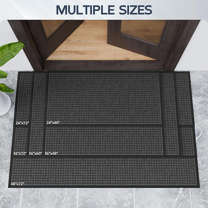 Amyracel Indoor Mat All Season Weather Outside Door Mats, 36"x48" Heavy Duty Rubber Backed Indoor Entrance Mat, Low Profile Doormat for Entryway, Waterproof Outdoor Welcome Door Mats