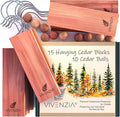 Cedar Blocks for Clothes Storage -25 pcs (15 Hang-ups & 10 Balls)- Hanging Cedar Planks, Natural Closet Smell Eliminator, Natural Closet Deodorizer, Drawer Fresheners for Dresser.