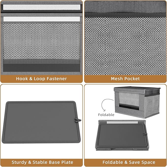 2 Pack Trash Bag Holder Dispenser, Oxford Cloth Garbage Bag Storage Organizer with Mesh Pockets, Foldable Kitchen Organizer Fits 13 Gallon Roll for Kitchen and Pantry（Small）