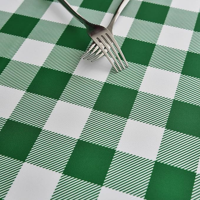 Waterproof Plaid Tablecloth Fabric - Round 58 Inch Classic Gingham Checker Table Cloth for Indoor/Outdoor Use - Buffalo Table Cover for Picnics, BBQs, and Parties