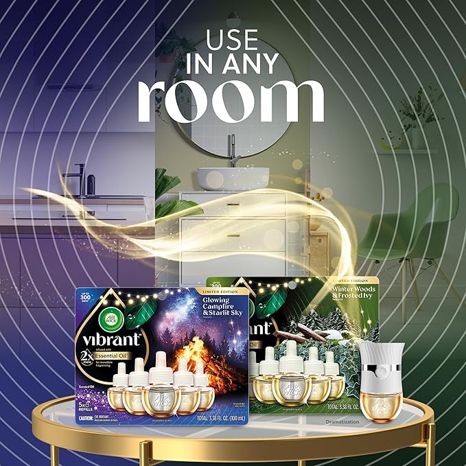 Air Wick Plug In Vibrant Scented Oils Refills, Campfire & Starlit Sky, 5 ct (Pack of 5)