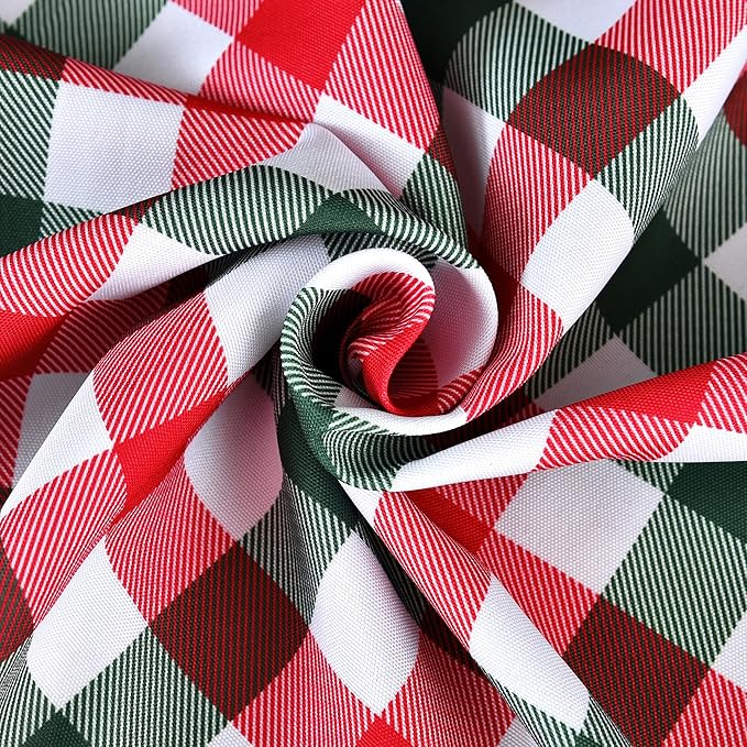 Gingham Xmas Tablecloth Fabric - Oblong 58x120 Water Resistant Christmas Plaid Table Cloth for Indoor/Outdoor Use - Red Tabletop Cover Perfect for Birthday, Picnics, Gardens