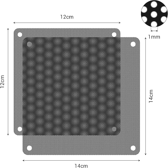 140mm Fan Dust Filter PC, 10Pack PVC Computer Dust Filter Mesh Dustproof Case Cover PC Cooler Fan Filter Grills with 40pcs Screws for Computer Cooler (PVC, 140 * 140mm, 10pcs, Black)