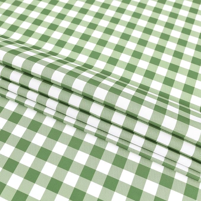 Classic Gingham Plaid Tablecloth Fabric - Rectangular 58x102 Inch Water Resistant Checked Table Cloth for Indoor/Outdoor Use - Table Cover for Kitchen, Picnics, Gardens, and Parties