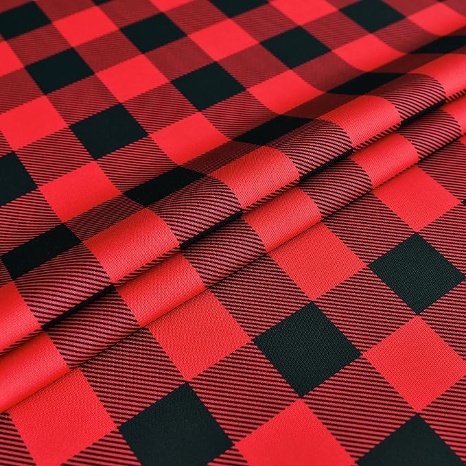 Classic Gingham Buffalo Xmas Tablecloth Fabric - Oblong 58x144 Inch Water Proof Checkered Table Cloth for Indoor Outdoor - Red Christmas Plaid Table Cover for Christmas, Holiday, New Year