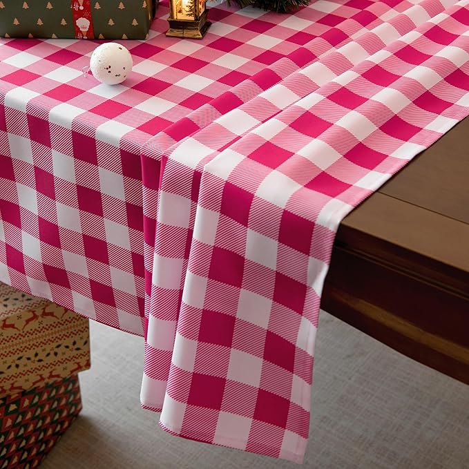Classic Gingham Buffalo Tablecloth Fabric - Oblong 90x156 Inch Water Proof Checkered Table Cloth for Indoor Outdoor - Table Cover for Birthday, Picnics, BBQs, and Parties