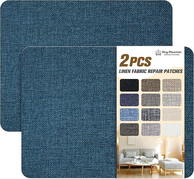 Coarse Linen Repair Patches, Self-Adhesive Linen Fabric Patches, 8X11 inch 2 PCS, Multi Color, Can be Used for Linen Sofa Repair and Linen Clothes Repair(8" x 11"-2PCS,Dark Blue)