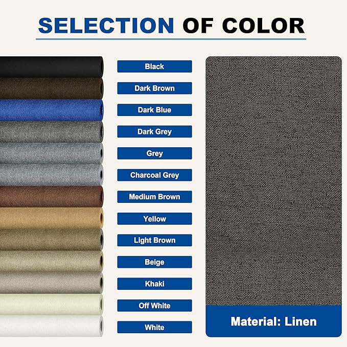 KING MOUNTAIN Linen Repair Patches, Self-Adhesive Fabric Patches, 4 X 63 inch Extra Size, Multi Color, Can be Used for Sofa Repair and Linen Clothes Repair (Dark Grey)