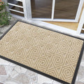 Yimobra Door Mat, Outdoor Indoor Entrance Welcome Mat, Heavy Entry Front Door Mat, Stain & Fade Resistant, Low Profile, Sturdy Rubber, Easy Clean Patio Floor Mat, Waterproof, 36 x 24, Light Beige