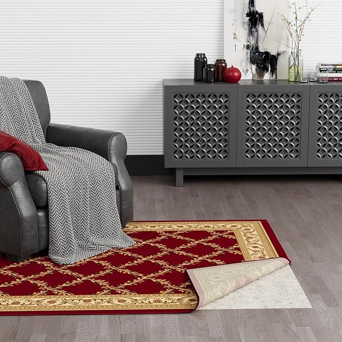 Ottomanson 2'7" x 12' Non-Slip Rug Pad Gripper 1/12 Inch Ultra Thin Dual Surface Felt + Rubber Gripper - Safe for All Floors, Cream