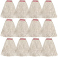 Matthew Cleaning 20oz 12Pack Cotton Mop Head Replacement,Looped-Open String Heavy Duty String Mop Refills,Universal Headband Blend,Floor Cleaning for Home, Industrial and Commercial Use(White)