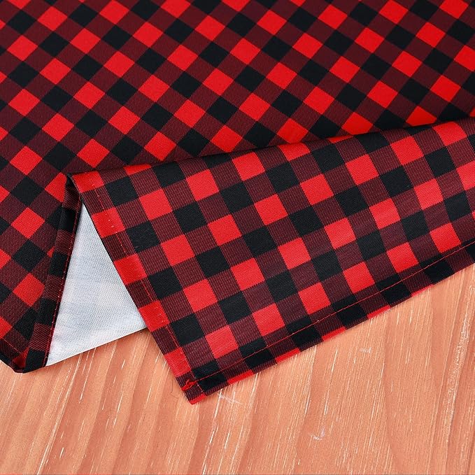 Classic Gingham Buffalo Xmas Tablecloth Fabric - Oblong 58x144 Inch Water Proof Checkered Table Cloth for Indoor Outdoor - Red Christmas Plaid Table Cover for Christmas, Holiday, New Year