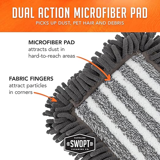 SWOPT 24” Microfiber Dust Mop Refill – Microfiber Cleaning Pads for Use on Wood, Laminate, Tile – Interchangeable with All SWOPT Cleaning Products for More Efficient Cleaning and Storage