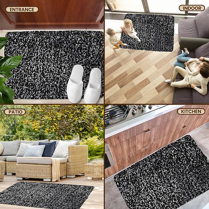 Premium Microfiber Indoor Door Mat – 24"x36" Washable Entry Mat, Non-Slip, Waterproof Backing, Super Absorbent, Low Profile Entryway Doormat for Indoor Entrance