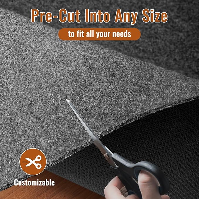 Felt Rug Pad, 5 x 7 Ft Rubber Non-Slip Rug Pad Gripper, Keep Rugs Secure and in Place, Extra Strong Under Carpet Mat Cushion - for All Floors