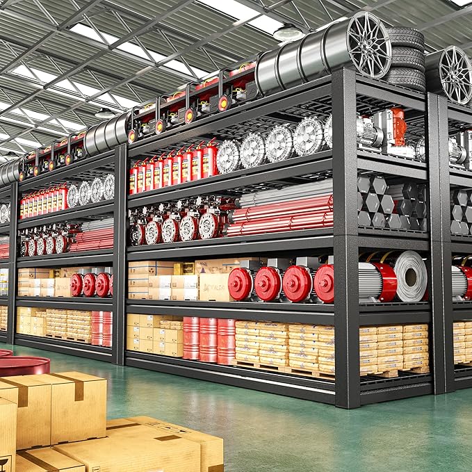 60.1" W Garage Shelving 3125LBS Metal Shelving Extra Wide Storage Shelves Adjustable 5 Tier Garage Shelves Industrial Metal Shelf for Basement Warehouse Shop 60.1" W x 24.1" D x 72" H