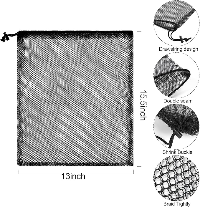 iMucci 13"X15.5" 100Pcs Mesh Laundry Drawstring Bag Nylon Drawstring Gym Bag with Cord Lock Closure