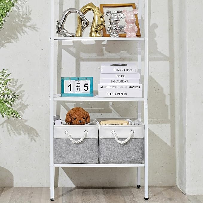 15x11x9.5 Inch Storage Baskets for Shelves,3 Pack Storage Bins，Foldable Organizer Boxes, Decorative Storage Basket for Organizing Clothes, Toys, Books, Foldable Cloth Baskets (White&Gray)