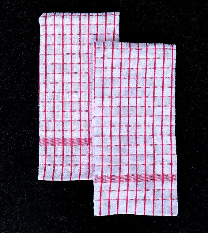 AMOUR INFINI Kitchen Towels Set of 4 - Highly Absorbent, Super Soft Terry Cotton 20x28 Inch Dish Towels with Hanging Loop - Hand & Tea Towels for Cleaning & Drying Dishes (Pink)