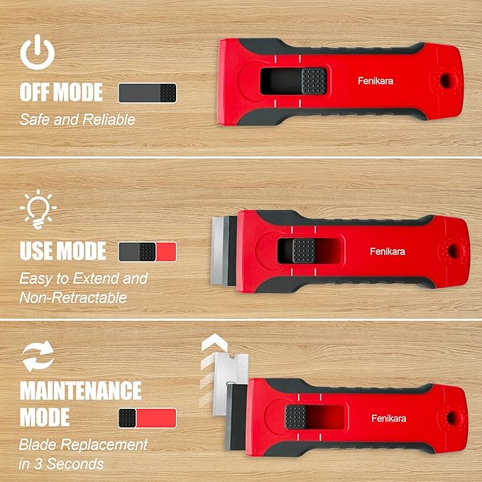 Upgraded Extractable & Magnetic Razor Blade Scraper Tool, 2 Pack Razor Scraper Set with 10 Extra Blades, Scraper tool with Buit-In Blade Storage, Cleaning Scraper Tool, Cooktop, Paint, Glass Scraper