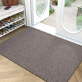 LUMI Large Indoor Door Mat, 36"x56" Non Slip Rubber Backing Entrance, Easy Clean Low Profile Ultra Thin Entryway for Inside House, Brown