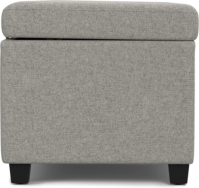 SIMPLIHOME Avalon 54 inch Wide Contemporary Rectangle Extra Large Storage Ottoman Bench in Cloud Grey Polyester Linen Fabric, Assembled, for The Living Room, Entryway and Family Room