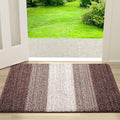 Kitinjoy Indoor Outdoor Door Mat, 30x17 Non-Slip Absorbent Dirt Trapper, Low-Profile Washable Inside Entrance Front Floor Mat, Sturdy Soft Entry Doormats for Entryway, Brown