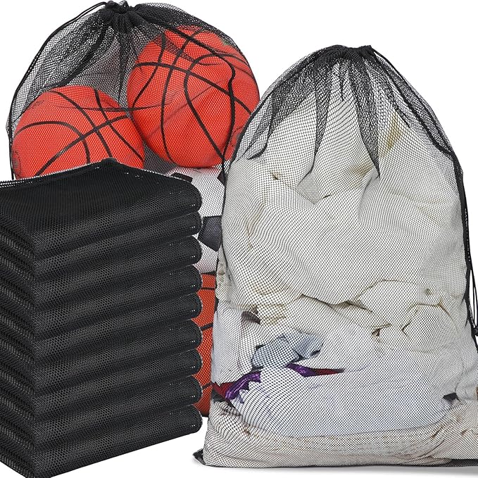 Berlune 30 Pack 24 x 36 Inches Large Mesh Bags for Laundry, Wash bags, Sturdy Mesh Material Closed with Drawstring, Factory, University, Dormitory, Travel and Apartment Dweller (Black)
