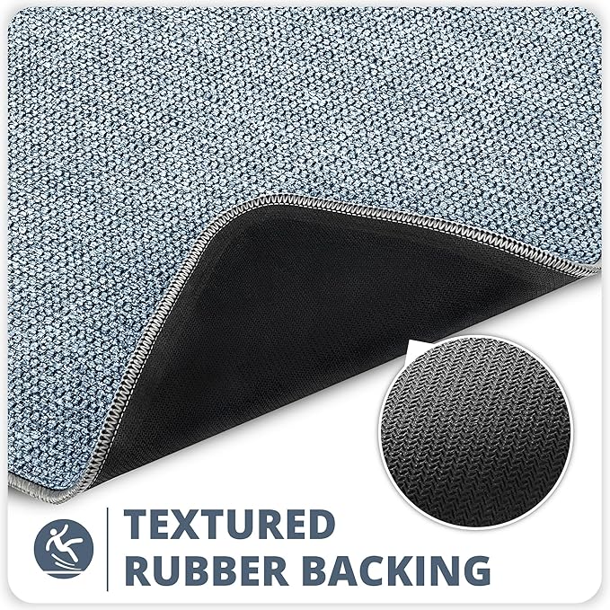 Bath Mat,Ultra Thin Bathroom Rugs,Rubber Bath Mats for Bathroom,No Slip Bath Rugs,Quick Dry,Machine Washable,Low Pile,Absorbent,Shower Outside,Sink,Home Decor Accessories.Blue,1'8"x2'8"(20x32inch)