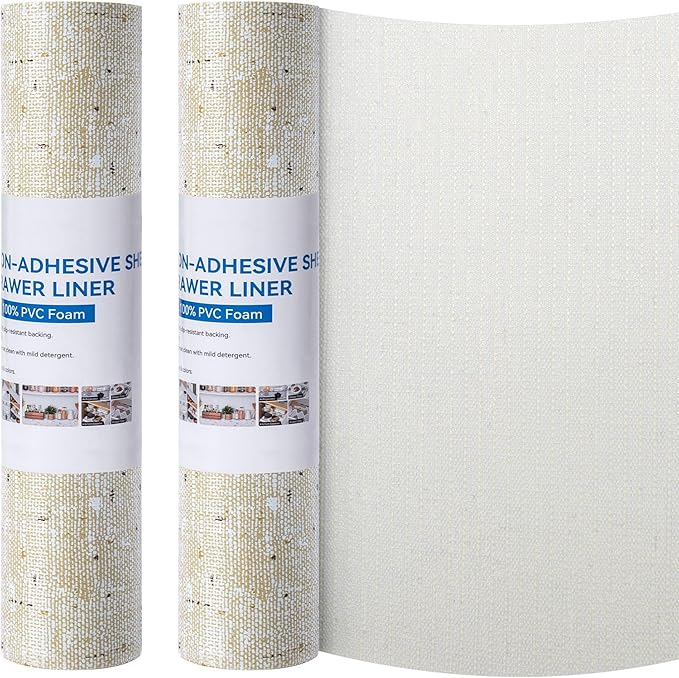 Shelf Liner 20 x 72 Inch 2 Rolls Shelf Liner Non Adhesive, Drawer Liner Non Slip Kitchen Mat Waterproof Oil-Proof for Kitchen Cabinet, Shelves, Refrigerator, Storage, Desks, Easy to Trim