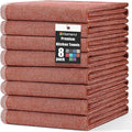 Homaxy Premium Kitchen Towels(18”x 28”, 8 Pack), Large Cotton Kitchen Hand Towels, Flat and Terry Dish Towels, 380 GSM Highly Absorbent Tea Towel Set with Hanging Loop, Rust