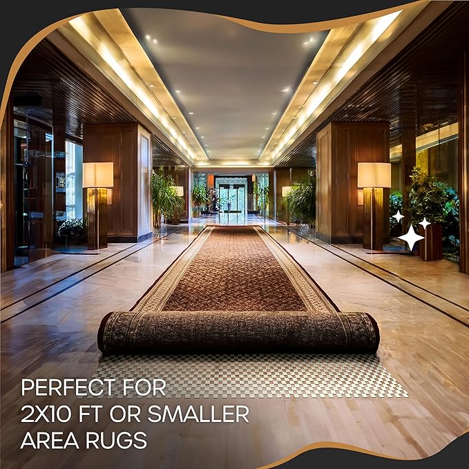 Nevlers 2 x 10 Ft Non Slip Rug Pad | Open Weave PVC Anti Skid Rug Gripper for Hardwood Floors & Other Surfaces | Non-Slip Pads for Under Rugs | Under Carpet Non Slip Pad | Customizable Carpet Gripper