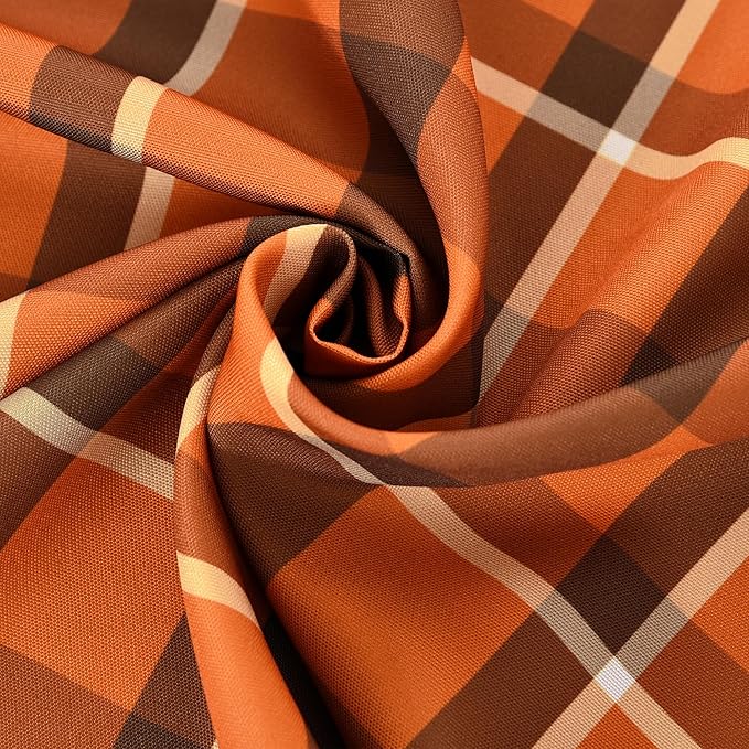 Waterproof Plaid Tablecloth Fabric - Square 58x58 Inch Classic Gingham Checker Thanksgiving Table Cloth for Indoor/Outdoor Use - Fall Tabletop Cover Perfect for Picnics, BBQs, Halloween