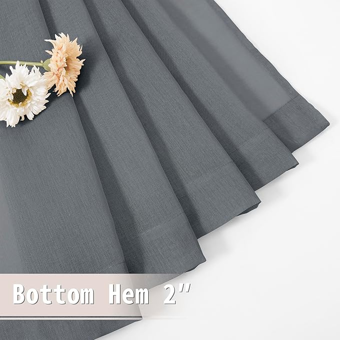 Tollpiz Sheer Door Curtain Closet Linen Textured Curtain Sheers Doorway Light Filtering Voile French Door Rod Pocket Curtains Patio Glass Door, 25 x 80 inches Long, Dark Grey, Set of 1 Panel
