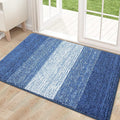 Kitinjoy Indoor Outdoor Door Mat, 32x20 Non-Slip Absorbent Dirt Trapper, Low-Profile Washable Inside Entrance Front Floor Mat, Sturdy Soft Entry Doormats for Entryway, Navy Blue