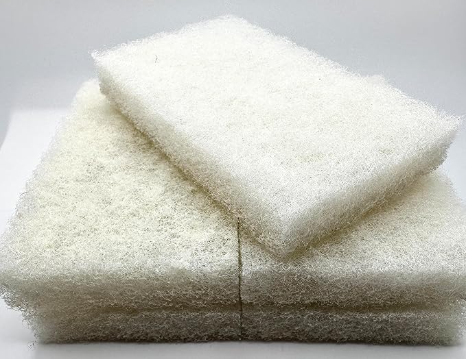 Handled Bath Scrubber 6 Piece Heavy Duty Cleaning Scrub Sponge Brush Bathroom Scouring Pads White Non-Scratch Remove Soap Scum Cleaning Shower Tile Bathtub Sink Pools Hot Tubs Waterline Steps Corners