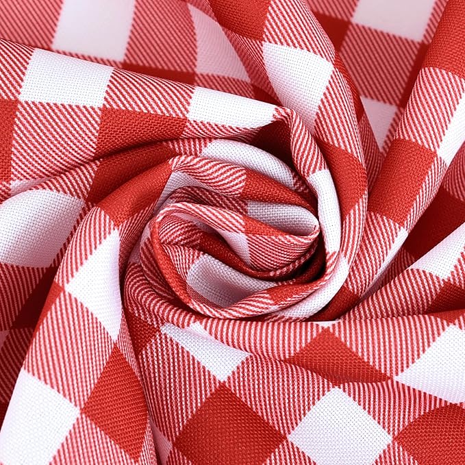 Waterproof Plaid Tablecloth Fabric - Oblong 52x70 Inch Classic Buffalo Tartan Table Cloth for Indoor/Outdoor Use - Washable Tabletop Cover for Dinner, BBQs, and Parties
