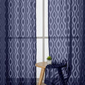 Aiyufeng Navy Blue Curtains - 84 Inch Length (2 Panels), Airy Lightweight Clip Jacquard Light Filtering Bedroom/Living Room Curtains - 80 Inch Width, Wavy Line Rod Pocket, Modern Style