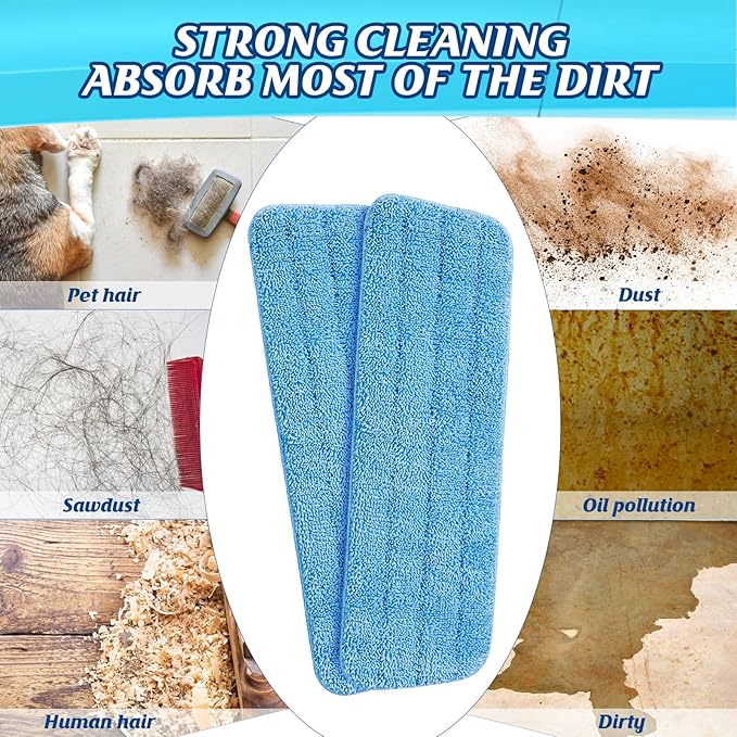 48 Pcs Microfiber Mop Pads Machine Washable Cleaning Flat Mop Head Replacement Reusable Household Pads for Hardwood and Hard Surface Floor Cleaning and Scrubbing