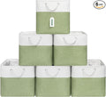 13x13 Inch Cube Storage Bins with Reinforced Bottom Cardboard, 6 Pack Large Collapsible Fabric Storage Cubes with Handles for Shelf, Closet, Toy, Laundry Organization (White&Green)