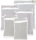 5-Piece Organic Cotton Laundry Bags with Zipper and Hanging Loop, 3 Sizes (S, M, L) Mesh Laundry Bag, Durable Cotton Mesh Laundry Bag for Delicate Underwear and Socks.