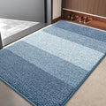 Kitinjoy Indoor Outdoor Door Mat, 40x32 Non-Slip Absorbent Dirt Trapper, Low-Profile Washable Inside Entrance Front Floor Mat, Sturdy Soft Entry Doormats for Entryway, Light Blue