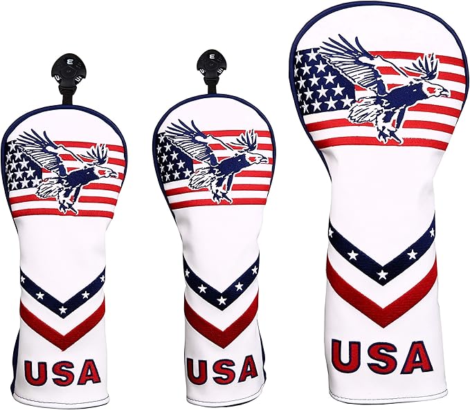 USA Flag and Eagle Golf Driver/Fairway Wood/Hybrid/Iron/Mallet Putter/Blade Putter Head Cover