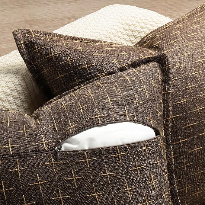 ZWJD Pillow Covers 18x18 Set of 2 Soft Polyester Textured Pillow Covers with Stylish Flange Edge Cozy Farmhouse Throw Pillows for Couch Bed Sofa Living Room